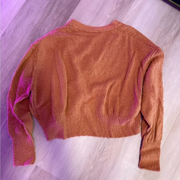 Free People Orange Cardigan with V-neck and Long Sleeves - Picture 2 of 3